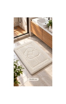 Barano Yussi Beyaz 50x80 Ayak Desenli Banyo Paspası çok renkli