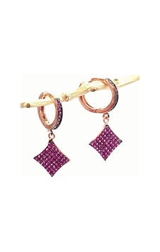 Pembe Zirkon Taşlı Gümüş Sallantılı Küpe N11.75714 Pembe Zirkon Taşlı Gümüş Sallantılı Küpe N11.75714