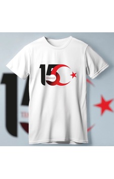 15 Temmuz Demokrasi Ve Milli Birlik Günü Ay Yıldız Baskılı T-shirt - Beyaz Çok Renkli 15 Temmuz Demokrasi Ve Milli Birlik Günü Ay Yıldız Baskılı T-shirt - Beyaz Çok Renkli
