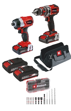 Einhell Profesyonel TP-18V Twin Pack Bl Akülü Darbeli Vidalama Kiti 2x2AH Akü Hızlı Şarj Cihazı 18 Parça S-case Uç Seti + Bez Çanta Dahil