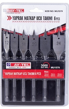 6 PARÇA YAPRAK AHŞAP DELİCİ MATKAP UCU 12-16-18-20-22-24 BAY-TEC 6 PARÇA YAPRAK AHŞAP DELİCİ MATKAP UCU 12-16-18-20-22-24 BAY-TEC