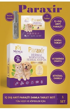Mengu Petcare Paraxir Kedi Köpek İç Dış Anti Parazit Uzaklaştırıcı Bitkisel Damla Ödül Tablet Seti Bit Pire Giderici 4 Lü Set Mengu Petcare Paraxir Kedi Köpek İç Dış Anti Parazit Uzaklaştırıcı Bitkisel Damla Ödül Tablet Seti Bit Pire Giderici 4 Lü Set