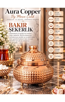 Aura Copper Kapaklı Bakır Şekerlik 3 Ayaklı El İşlemeli Lokumluk Bakır Renk-dövme Aura Copper Kapaklı Bakır Şekerlik 3 Ayaklı El İşlemeli Lokumluk Bakır Renk-dövme