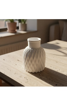 10cm Dalgalı Vazo - Desenli Çizgili Pampas Vazosu & Kalemlik - Premium Çok Renkli
