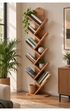 Sulorahome 10 Raflı Ceviz Desenli Çok Amaçlı Kitaplık