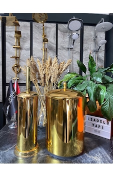 İsaoğlu Yapı Parlak Gold Zen Design Vintage Banyo Çöp Kova Ve Fırça Seti Gold Altın İsaoğlu Yapı Parlak Gold Zen Design Vintage Banyo Çöp Kova Ve Fırça Seti Gold Altın