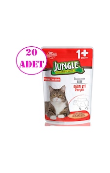 Jungle Biftekli Jelly Pouch Yetişkin Kedi Yaş Maması 20 x 100 G Jungle Biftekli Jelly Pouch Yetişkin Kedi Yaş Maması 20 x 100 G