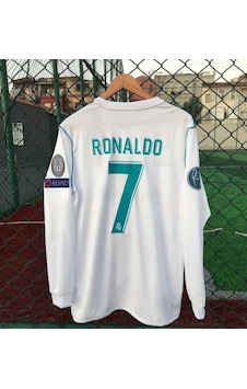 Real Madrid Ronaldo 7 Futbol Forması Uzun Kol Beyaz Çok Renkli Real Madrid Ronaldo 7 Futbol Forması Uzun Kol Beyaz Çok Renkli