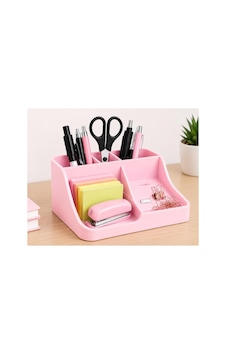 Masa Üstü Kalemlik Organizer 3d Baskı Şık Tasarım Çalışma Masası Organizer 17x13 Cm Pembe Pembe
