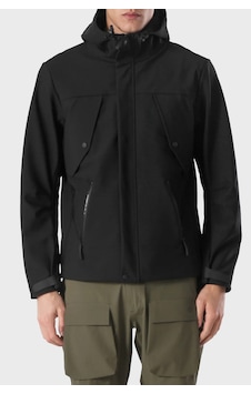 Isaora Logolu Su Geçirmez Regular Fit Kapüşonlu Ceket Erkek Ceket Isr7801888 Siyah