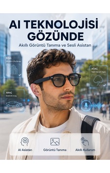 Siyah 3 Lensli Akıllı Kamera Gözlüğü Bluetooth Görüşme Müzik Kontrolü Aı Sesli Asistan Ve Görüntü Tanıma Siyah 3 Lensli Akıllı Kamera Gözlüğü Bluetooth Görüşme Müzik Kontrolü Aı Sesli Asistan Ve Görüntü Tanıma