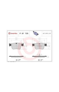 Citroen C5 Aircross On Fren Balatasi 1.2 Puretech 2020-2020 Brembo P61135 Citroen C5 Aircross On Fren Balatasi 1.2 Puretech 2020-2020 Brembo P61135