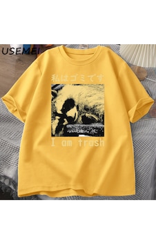 Flood Of Style Ben Çöp Japon Rakun Baskı T-shirt Harajuku Vintage Yüksek Kalite Pamuk Kısa Kollu Tişört Erke Sarı Flood Of Style Ben Çöp Japon Rakun Baskı T-shirt Harajuku Vintage Yüksek Kalite Pamuk Kısa Kollu Tişört Erke Sarı