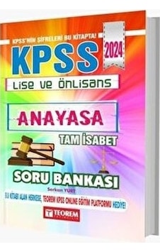2024 KPSS Lise Ön Lisans Tam İsabet Anayasa Soru Bankası- Teorem Yayınları 2024 KPSS Lise Ön Lisans Tam İsabet Anayasa Soru Bankası- Teorem Yayınları