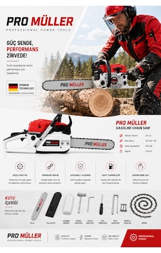 Pro Müller Profesyonel 52 Cc Hava Soğutmalı Benzinli Ağaç Odun Dal Motorlu Hızar Bıçkı Testeresi Orman Motoru Pro Müller Profesyonel 52 Cc Hava Soğutmalı Benzinli Ağaç Odun Dal Motorlu Hızar Bıçkı Testeresi Orman Motoru