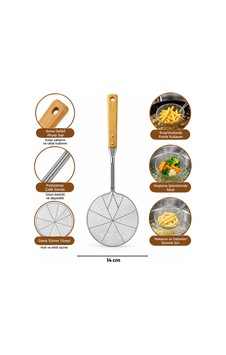İbico İ22-289 Kevgir 13-14cm Sap: 26cm Derin Çelik Metal Bambu Ahşap Saplı - 12'li Paket İbico İ22-289 Kevgir 13-14cm Sap: 26cm Derin Çelik Metal Bambu Ahşap Saplı - 12'li Paket