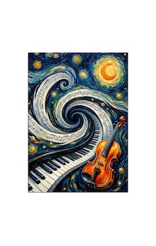 Piyano Ve Keman Ve Müzik Notalı Gece Dekoratif Kanvas - Mdf Ahşap Tablo Çok Renkli Piyano Ve Keman Ve Müzik Notalı Gece Dekoratif Kanvas - Mdf Ahşap Tablo Çok Renkli