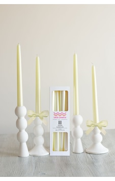 Sarı Neon Sedefli - Metalik Renk Konik Şamdan Mum - 4'lü Set Sarı Sarı Neon Sedefli - Metalik Renk Konik Şamdan Mum - 4'lü Set Sarı