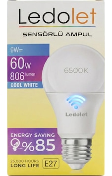 Ledolet 9w 60w E27 Hareket Sensörlü Led Ampul Beyaz - 6500k Ledolet 9w 60w E27 Hareket Sensörlü Led Ampul Beyaz - 6500k