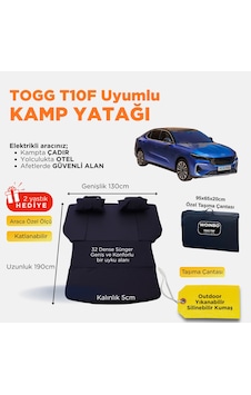 Togg T10f Uyumlu Araç Kamp Yatağı Siyah Togg T10f Uyumlu Araç Kamp Yatağı Siyah