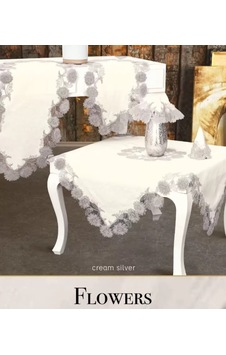 Salon Takımı 5 Parça Keten Dantelli Masa Örtüsü Runner Seti Çeyizlik Flowers Model No 255 Bej Çok Renkli Salon Takımı 5 Parça Keten Dantelli Masa Örtüsü Runner Seti Çeyizlik Flowers Model No 255 Bej Çok Renkli