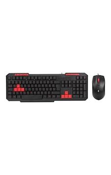 Usb Kablolu Klavye - Mouse Set Kırmızı Tuşlu Q Klavye 1600dpı Mouse 5492