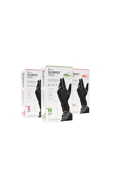 Slimfit Glove Pudrasız Yırtılmaya Dayanıklı Tek Kullanımlık Siyah Eldiven 100'lü