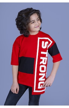 Toontoy Kids Toontoy Erkek Çocuk Garnili Strong Baskılı Tişört Kırmızı Toontoy Kids Toontoy Erkek Çocuk Garnili Strong Baskılı Tişört Kırmızı