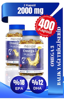 Maxigal Omega-3 Balık Yağı 2 x 200 Kapsül Maxigal Omega-3 Balık Yağı 2 x 200 Kapsül