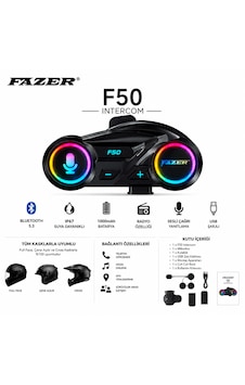 Fazer F50 Bluetooth 5.3 Motosiklet Kask İnterkomu Ip67 Suya Dayanıklı Fazer F50 Bluetooth 5.3 Motosiklet Kask İnterkomu Ip67 Suya Dayanıklı
