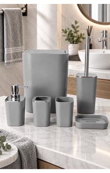 Velvet 6 Parça Banyo Seti Gri Velvet 6 Parça Banyo Seti Gri