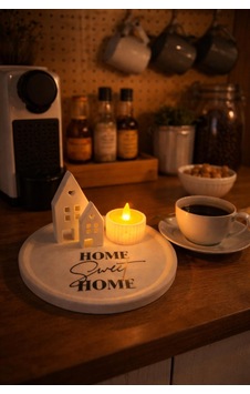 Home Sweet Home Yazılı Dekoratif Set 4 Parça Tabak, Ev Figürleri Ve Mumluk Takımı Home Sweet Home Yazılı Dekoratif Set 4 Parça Tabak, Ev Figürleri Ve Mumluk Takımı