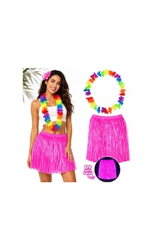 Neon Pembe Hawaii Etek 40 Cm Ve Rengarenk Hawaii Kolye Neon Pembe Hawaii Etek 40 Cm Ve Rengarenk Hawaii Kolye