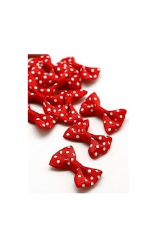 Kırmızı Beyaz Puantiyeli Fiyonk Süsleme Malzemesi 3 cm (50 Adet)