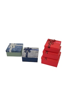 3pcs Kare Çizgili Mix Renkli Karton Hediye Kutusu Kurdelalı 19-17-15cm 5570 3pcs Kare Çizgili Mix Renkli Karton Hediye Kutusu Kurdelalı 19-17-15cm 5570