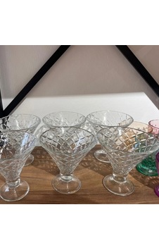 Pastel Renkli Kesme Desenli Ayaklı Çerezlik Seti
