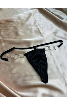 Intive Lingerie Kadın Siyah Halka Detaylı String Külot