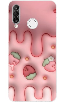 Huawei P30 Lite Uyumlu Çilekli Pasta Baskılı Silikon Kılıf Renkli Huawei P30 Lite Uyumlu Çilekli Pasta Baskılı Silikon Kılıf Renkli