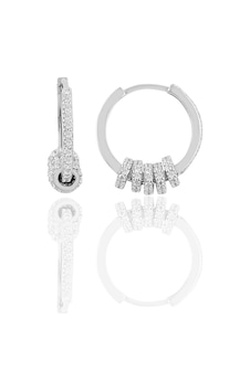 Gümüş Zirkon Taşlı Rodyumlu Ring Küpe Gümüş Zirkon Taşlı Rodyumlu Ring Küpe
