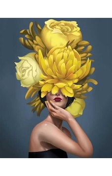Sarı Çiçek Kadın Sayılarla Boyama Seti - Çerçeveli, 40x50cm Sarı Çiçek Kadın Sayılarla Boyama Seti - Çerçeveli, 40x50cm