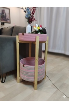 Sehpa Ve Organizer Sepet Kombinasyonu Pudra Pembe-kırçıllı Pembe Sehpa Ve Organizer Sepet Kombinasyonu Pudra Pembe-kırçıllı Pembe