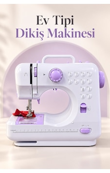 Ayak Pedallı Dikiş Makinesi Beyaz Lila Mini Tasarım Ayak Pedallı Dikiş Makinesi Beyaz Lila Mini Tasarım