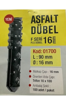Asfalt Dübel Matkap Çapı 16 Mm Vida Çapı 10 Mm Asphalt Anchor 10'lu