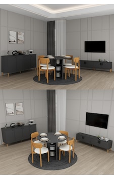Lüks Yemek Odası Takımı 3 Parça %100 Mdf Konsol Yemek Masası Tv Ünitesi Yt03 Antrasit Lüks Yemek Odası Takımı 3 Parça %100 Mdf Konsol Yemek Masası Tv Ünitesi Yt03 Antrasit
