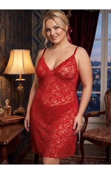 Sistina Star - 492 - Serisi Büyük Beden Kırmızı Dantel Gecelik - - Myceshop - Beden 4xl Sistina Star - 492 - Serisi Büyük Beden Kırmızı Dantel Gecelik - - Myceshop - Beden 4xl