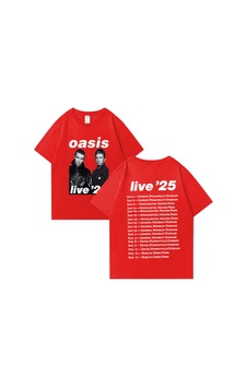 Flood Of Style Oasis Canlı 25 Tur Grafik T-shirt Adam Kadın Sıcak Satış 100% Pamuk Rahat O-boyun Kısa Kollu Kırmızı Flood Of Style Oasis Canlı 25 Tur Grafik T-shirt Adam Kadın Sıcak Satış 100% Pamuk Rahat O-boyun Kısa Kollu Kırmızı