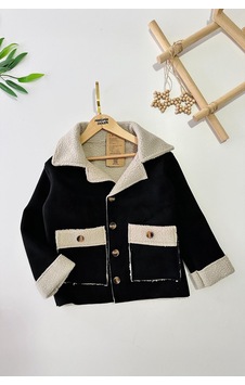 Miniğimin Cicileri Unisex 6-13 Yaş Kürklü Düğmeli Süet Ceke... Krem - Siyah Miniğimin Cicileri Unisex 6-13 Yaş Kürklü Düğmeli Süet Ceke... Krem - Siyah