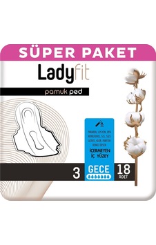 Ladyfit Pamuk Hijyenik Ped Gece 18'li Ladyfit Pamuk Hijyenik Ped Gece 18'li