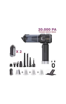 Harvox Hxvc-005 Araç İçi Profesyonel Süpürge 12.000 Mah Çift Bataryalı 20.000pa Güçlü Vakum Ve Üfleme Powerbank Özellikli Süpürge Siyah