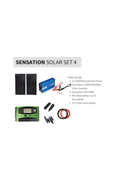 Sensation Solar Set Paket 4 Karavan, Bağ Evi Monokristal Güneş Paneli-pwm-inverter Modifiye Sinüs